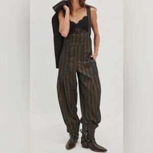 NWT Free People Dark Striped Wide Leg Pants